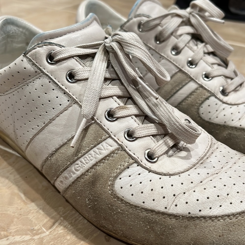 Authentic Dolce & Gabbana White Sneakers - Size 9